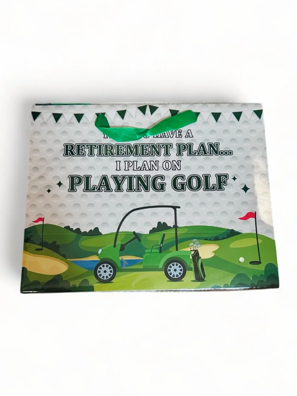 Retirement Plan Playing Golf Gift Bag with Green Tissue